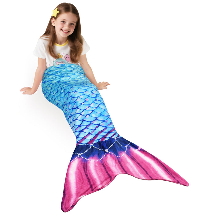 Hand-Knitted Mermaid Tail Blanket for Kids