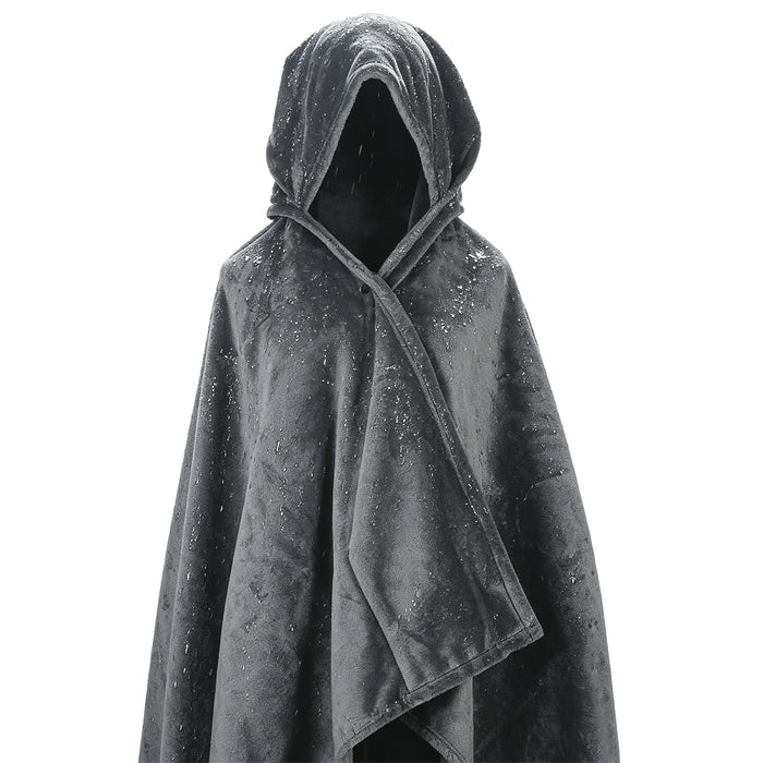 Catalonia Hooded Blanket Poncho | Wearable Blanket Wrap with Hand Pockets | Comfy Sherpa Fleece Throw Cape for Children and Adults, Women Gift Grey