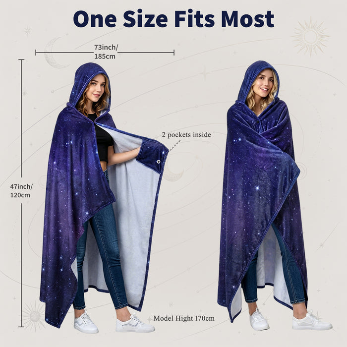 Catalonia Hooded Blanket Poncho | Wearable Blanket Wrap with Hand Pockets | Comfy Sherpa Fleece Throw Cape for Children and Adults, Women Gift