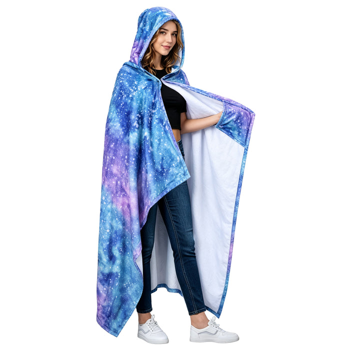 Catalonia Hooded Blanket Poncho | Wearable Blanket Wrap with Hand Pockets | Comfy Sherpa Fleece Throw Cape for Children and Adults, Women Gift