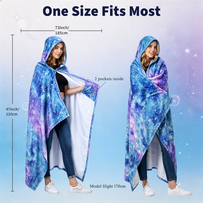 Catalonia Hooded Blanket Poncho | Wearable Blanket Wrap with Hand Pockets | Comfy Sherpa Fleece Throw Cape for Children and Adults, Women Gift