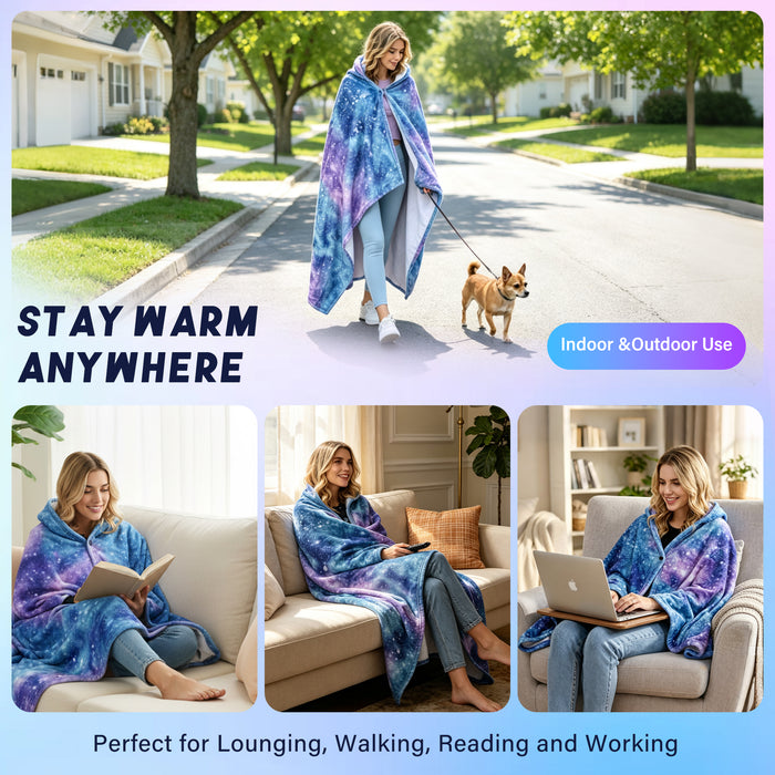 Catalonia Hooded Blanket Poncho | Wearable Blanket Wrap with Hand Pockets | Comfy Sherpa Fleece Throw Cape for Children and Adults, Women Gift