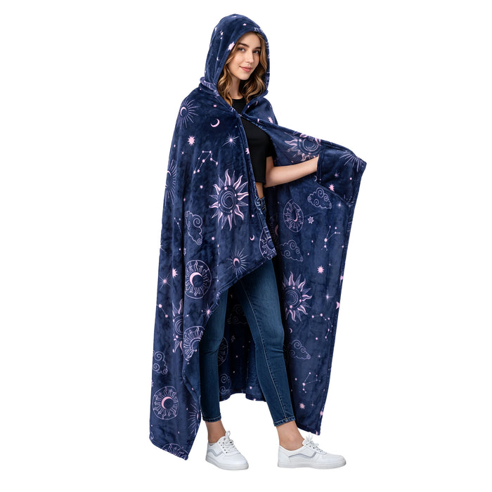 Catalonia Hooded Blanket Poncho | Wearable Blanket Wrap with Hand Pockets | Comfy Sherpa Fleece Throw Cape for Children and Adults, Women Gift