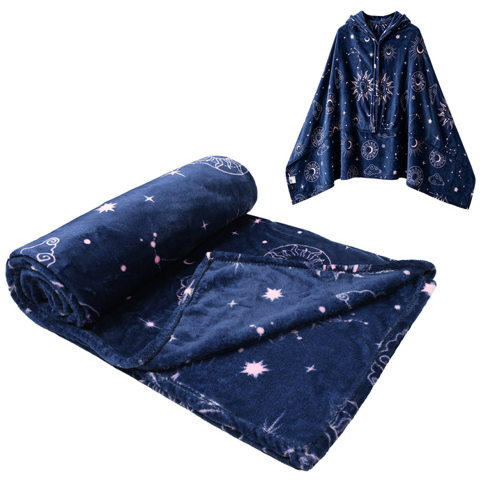 Catalonia Hooded Blanket Poncho | Wearable Blanket Wrap with Hand Pockets | Comfy Sherpa Fleece Throw Cape for Children and Adults, Women Gift