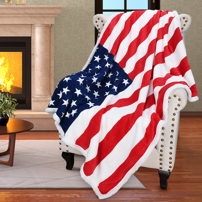 Flag Sherpa Throw Blanket