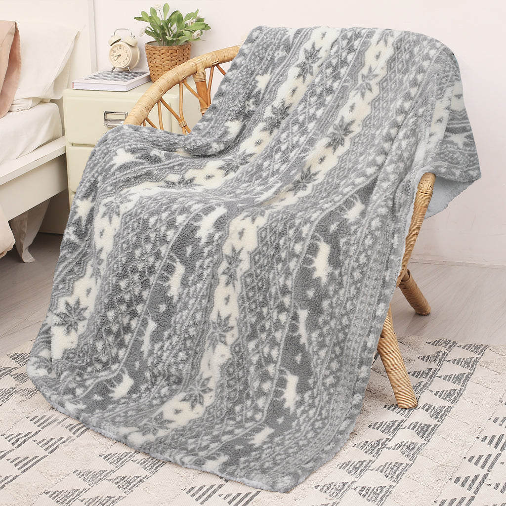 Snowflake Sherpa Throw Blanket