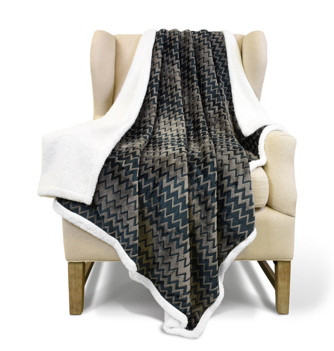 Wave Pattern Sherpa Throw Blanket