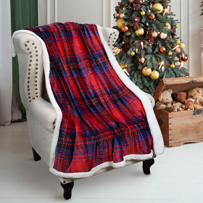 Plaid Sherpa Throw Blanket