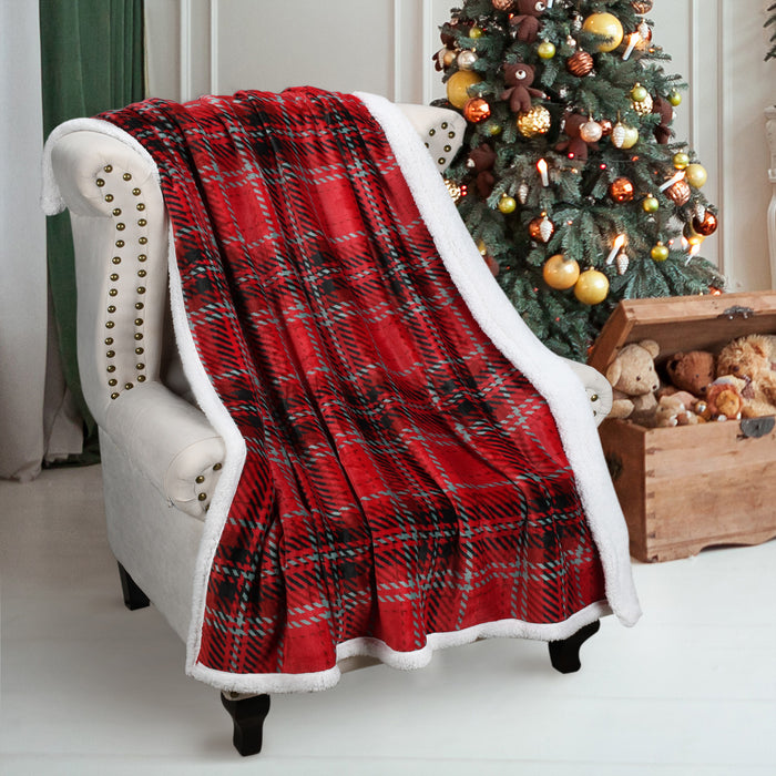 Plaid Sherpa Throw Blanket