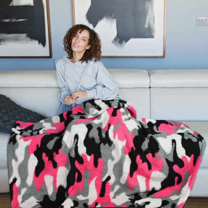 Reversible Sherpa Lightweight Throw Blanket