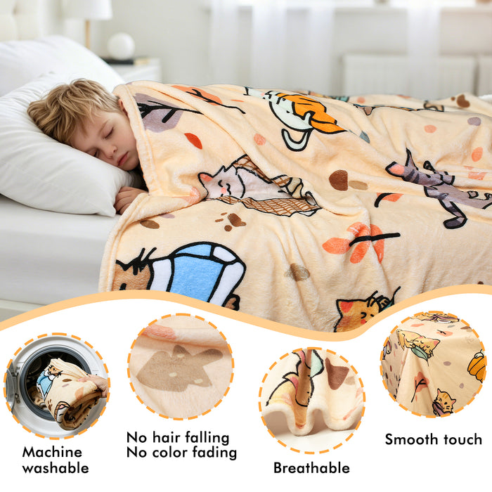 Cute Cartoon Sherpa Throw Blanket