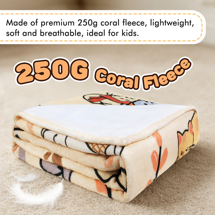 Cute Cartoon Sherpa Throw Blanket