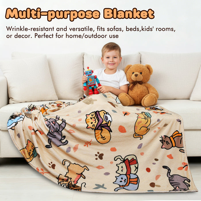 Cute Cartoon Sherpa Throw Blanket