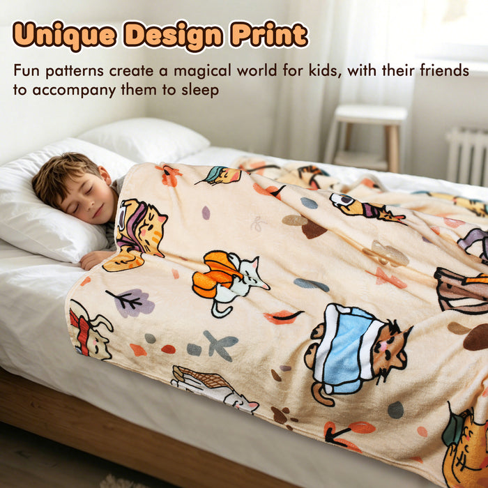 Cute Cartoon Sherpa Throw Blanket