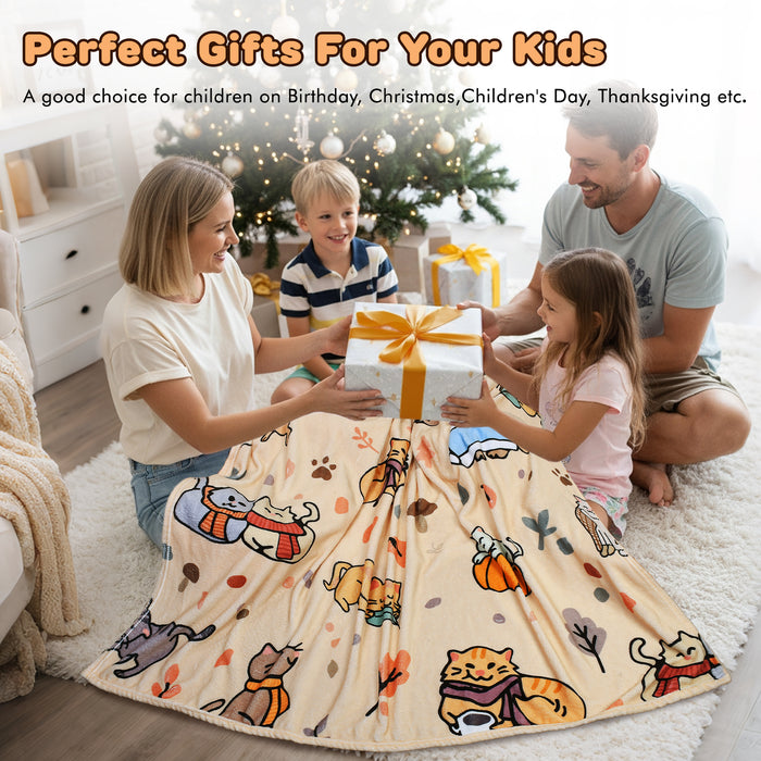 Cute Cartoon Sherpa Throw Blanket