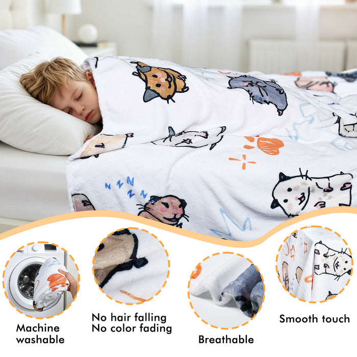 Cute Cartoon Sherpa Throw Blanket