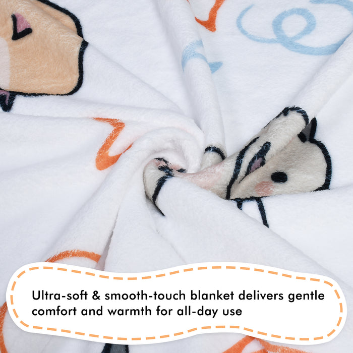 Cute Cartoon Sherpa Throw Blanket