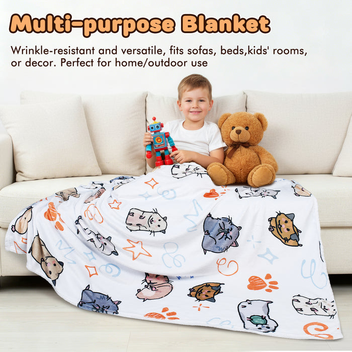 Cute Cartoon Sherpa Throw Blanket