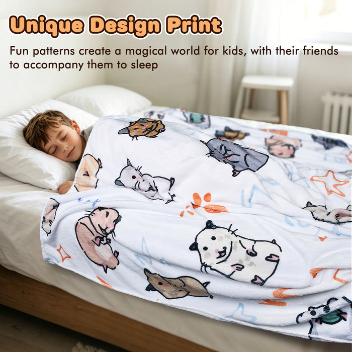 Cute Cartoon Sherpa Throw Blanket