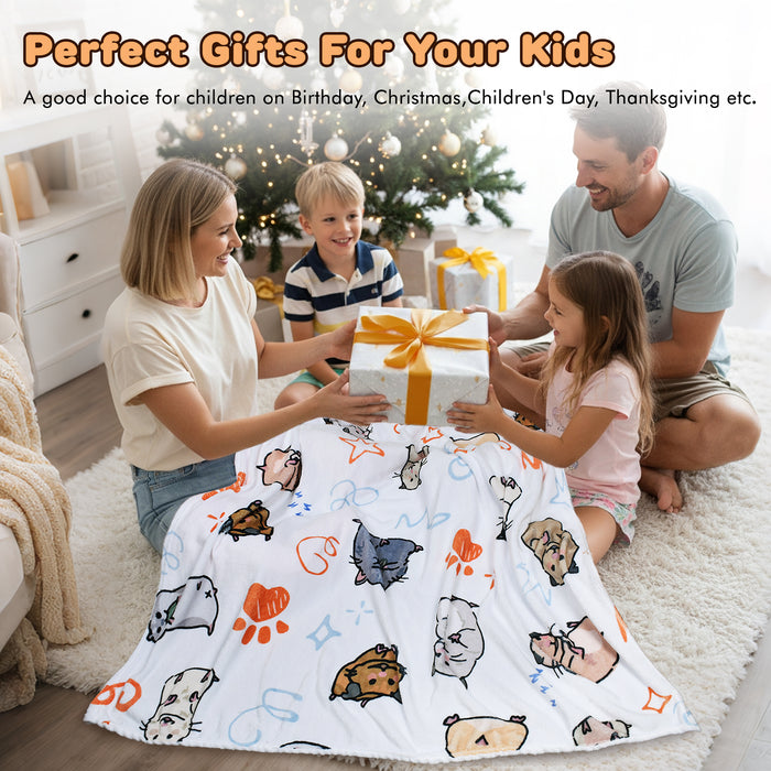 Cute Cartoon Sherpa Throw Blanket