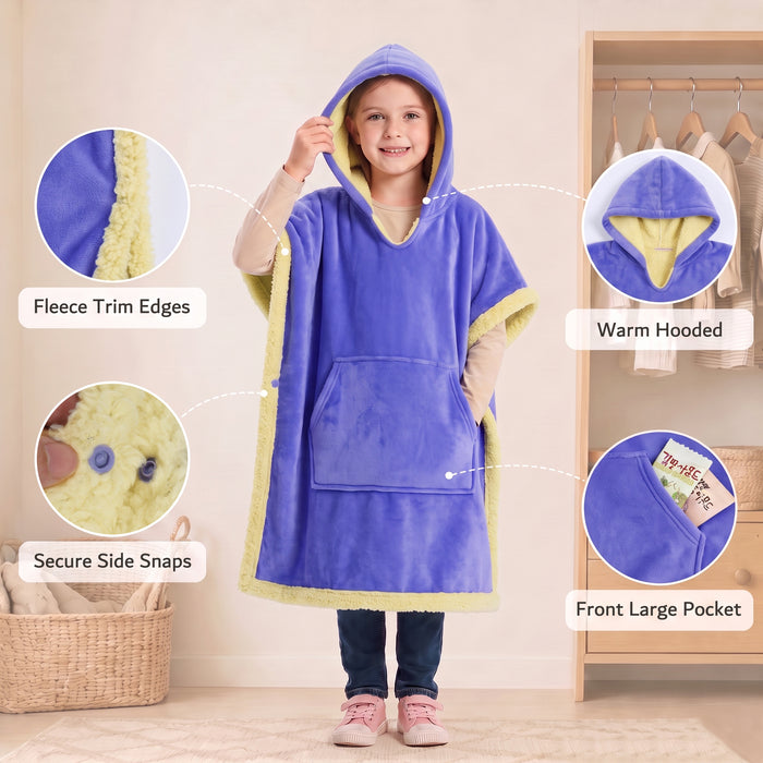 Catalonia Kids Hooded Fleece Poncho Blanket No Sleeves Cozy Gift for Girls Boys