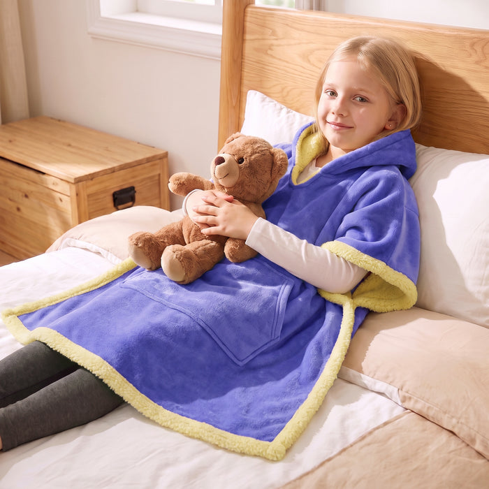 Catalonia Kids Hooded Fleece Poncho Blanket No Sleeves Cozy Gift for Girls Boys