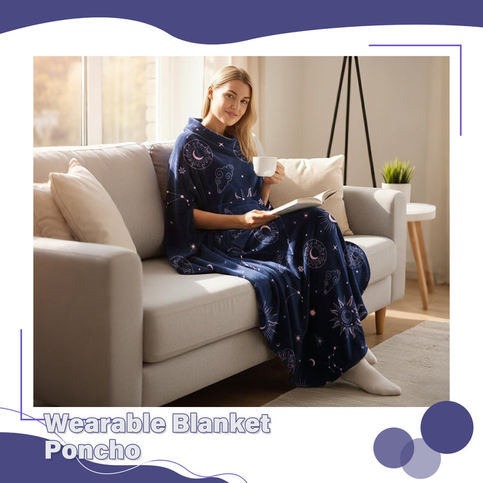 No Button Fleece Wearable Blanket Poncho