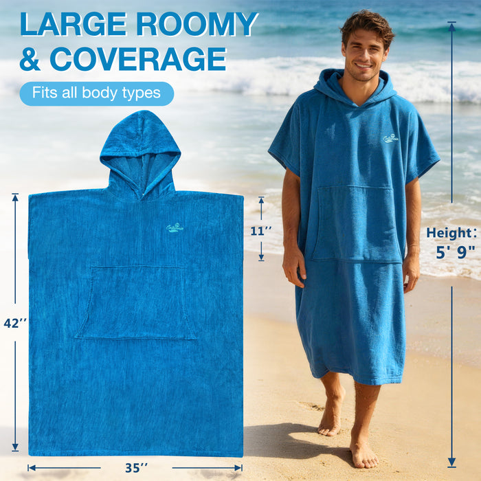 Microfiber Surf Poncho Changing Towel Robe with Pocket