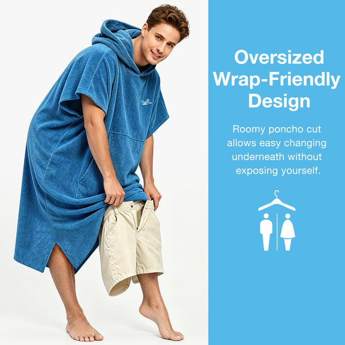 Microfiber Surf Poncho Changing Towel Robe with Pocket