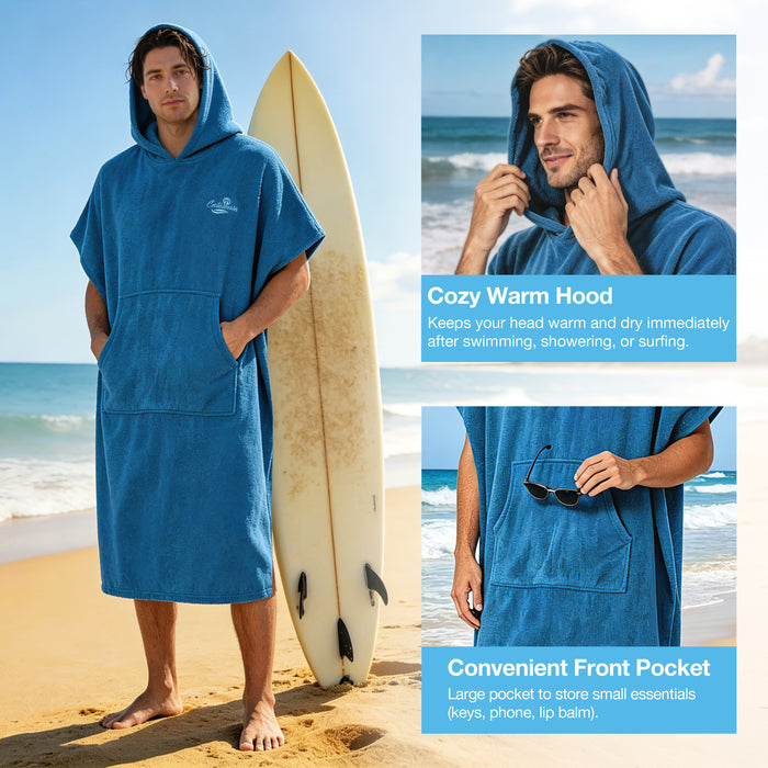 Microfiber Surf Poncho Changing Towel Robe with Pocket