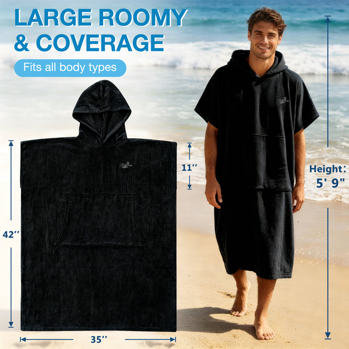 Microfiber Surf Poncho Changing Towel Robe with Pocket