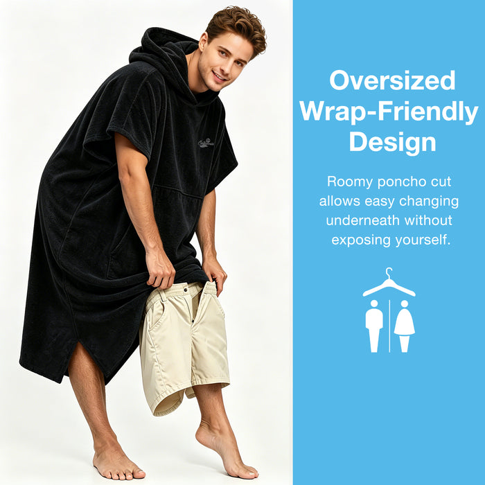 Microfiber Surf Poncho Changing Towel Robe with Pocket