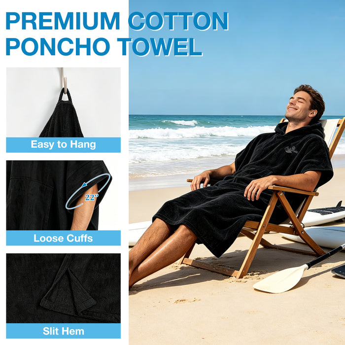 Microfiber Surf Poncho Changing Towel Robe with Pocket