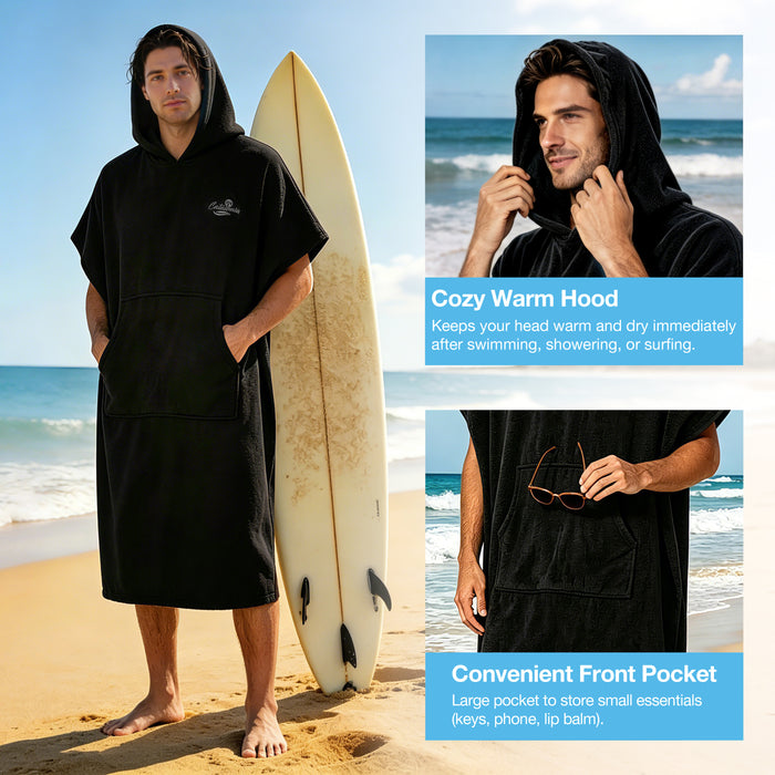 Microfiber Surf Poncho Changing Towel Robe with Pocket