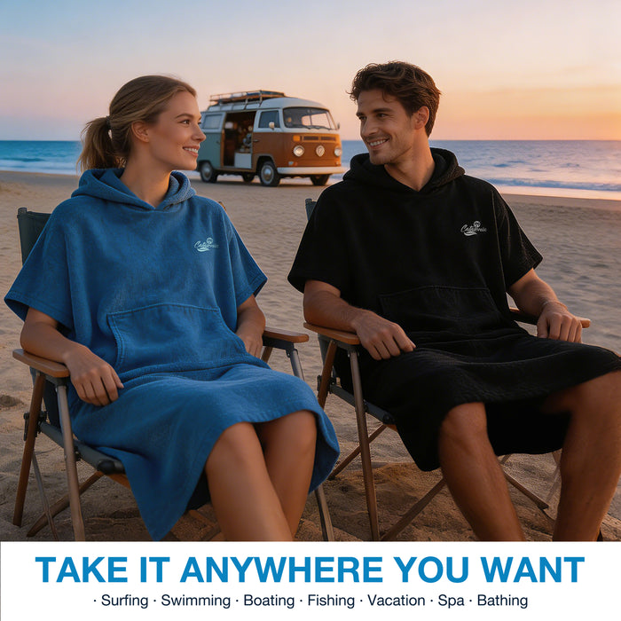 Microfiber Surf Poncho Changing Towel Robe with Pocket