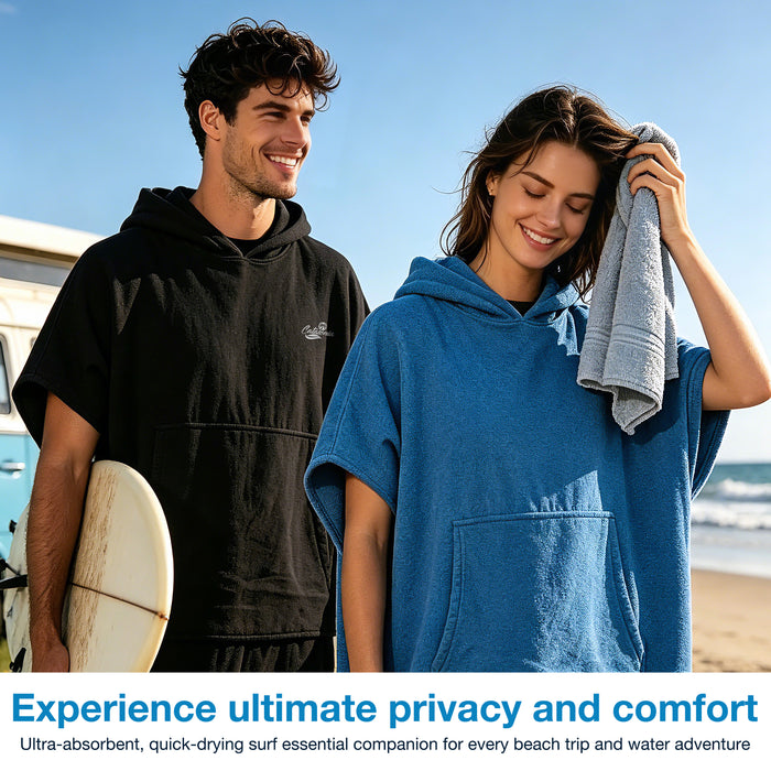 Microfiber Surf Poncho Changing Towel Robe with Pocket