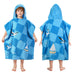Childrens hooded beach poncho towel with blue nautical checkerboard and sailboat print, front and back view