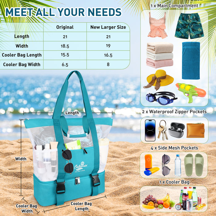 Large Beach Tote Bag with Cooler