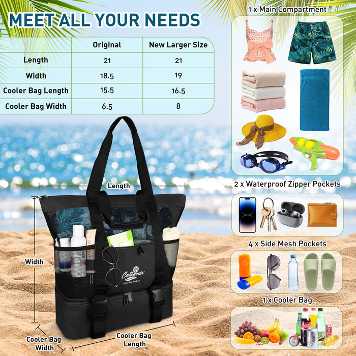 Large Beach Tote Bag with Cooler