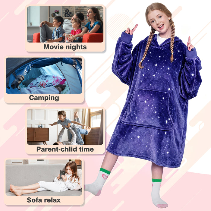 Glow in the Dark Kid Animal Kingdom All Season Hoodie Blanket