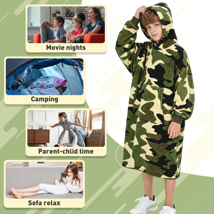 Catalonia Oversized Blanket Hoodie Sweatshirt for Kids, Wearable Fleece Pullover with Large Front Pocket, Teen Boys Girls Gift