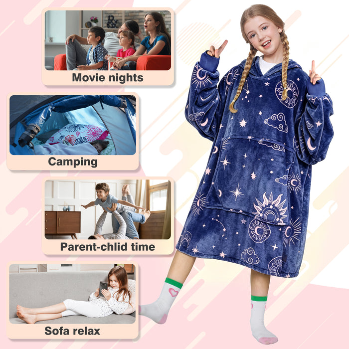 Glow in the Dark Kid Animal Kingdom All Season Hoodie Blanket