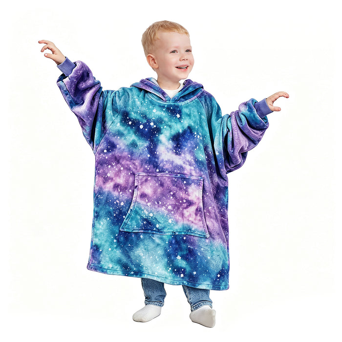 Catalonia Cat Print Oversized Blanket Hoodie Sweatshirt for Kids, Wearable Fleece Pullover with Large Front Pocket, 4-12 Years Boy Girl Gift