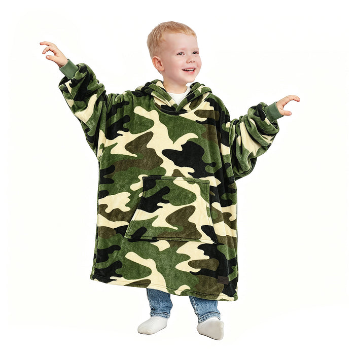 Catalonia Oversized Blanket Hoodie Sweatshirt for Kids, Wearable Fleece Pullover with Large Front Pocket, Teen Boys Girls Gift