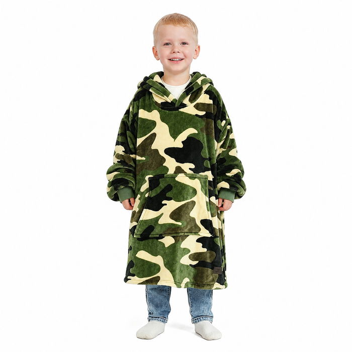 Catalonia Oversized Blanket Hoodie Sweatshirt for Kids, Wearable Fleece Pullover with Large Front Pocket, Teen Boys Girls Gift