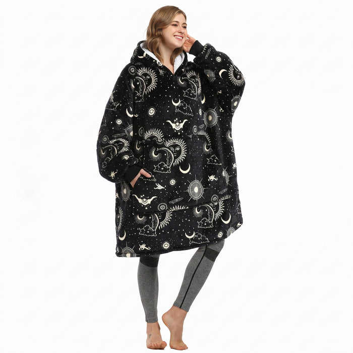 Catalonia Oversized Hoodie Blanket Sweatshirt Foldable Warm Sherpa Pullover Front Pocket