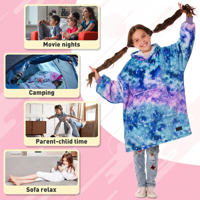 Catalonia Blanket Hoodie for Kids, Oversized Wearable Sherpa Sweatshirt Pullover for 7-16 yr Teens Youth, Kids Gift Idea Multiple Color