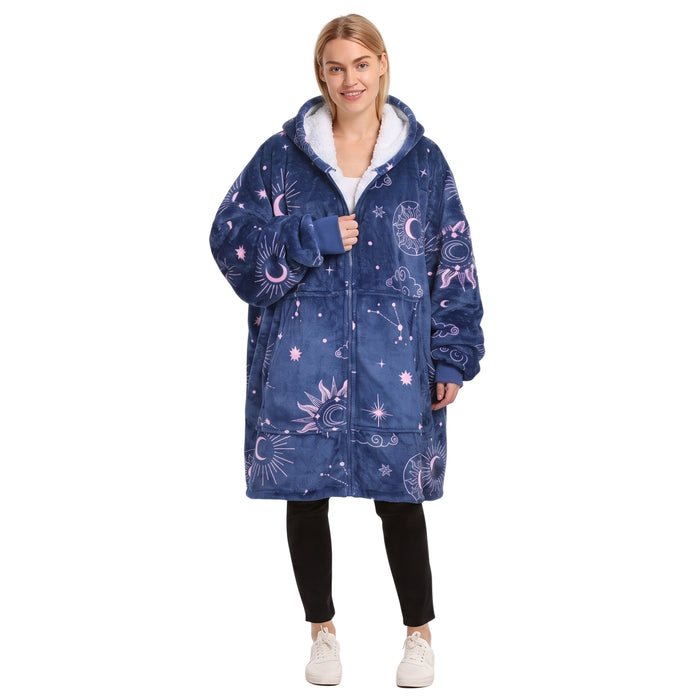 Full Zip Up Sherpa Oversize Hoodie Jacket