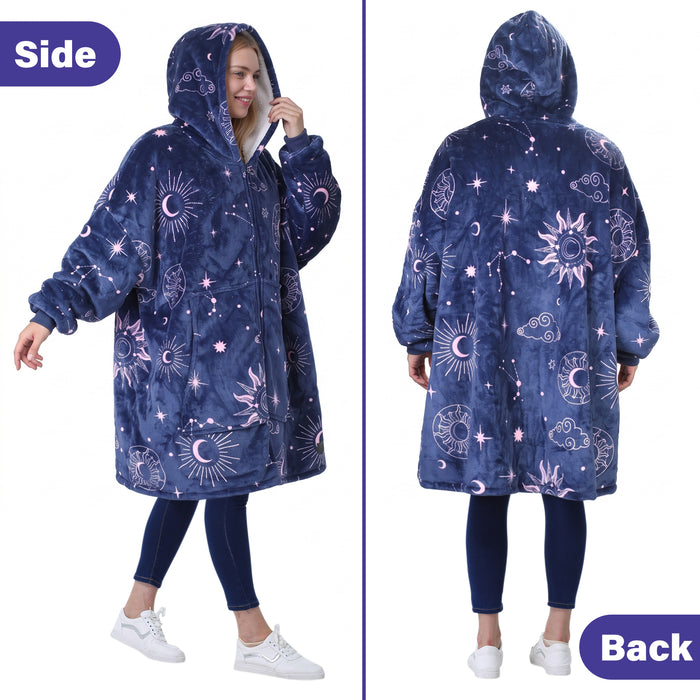 Full Zip Up Sherpa Oversize Hoodie Jacket