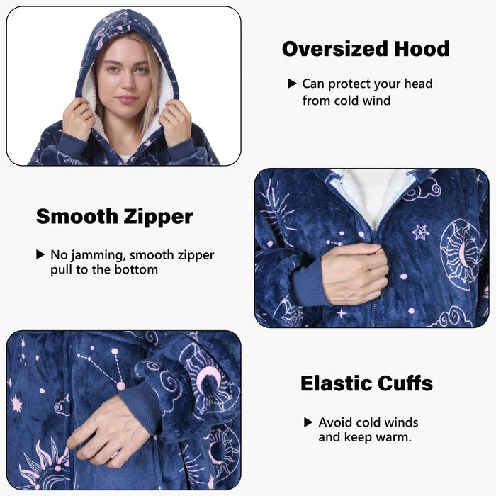 Full Zip Up Sherpa Oversize Hoodie Jacket
